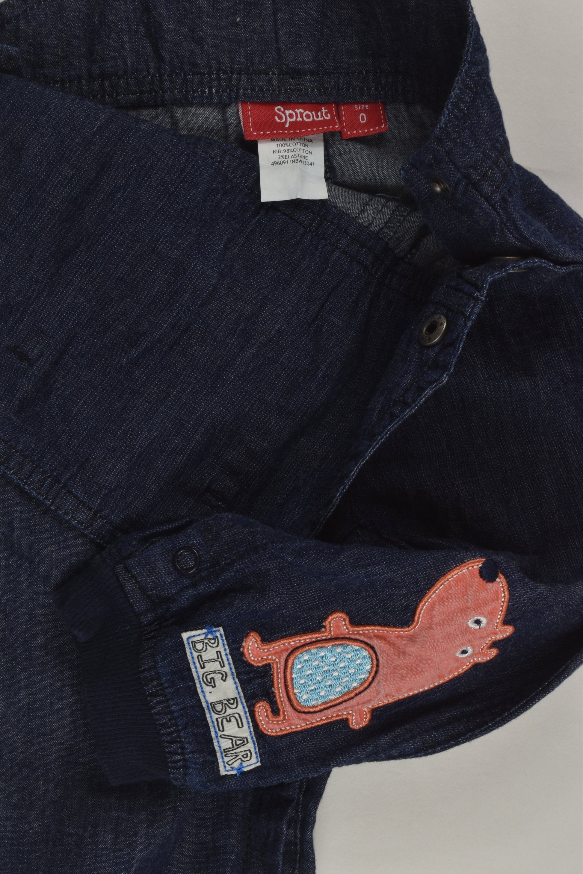Sprout Size 0 Bear Denim Overalls