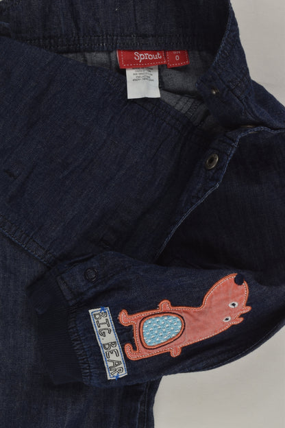 Sprout Size 0 Bear Denim Overalls