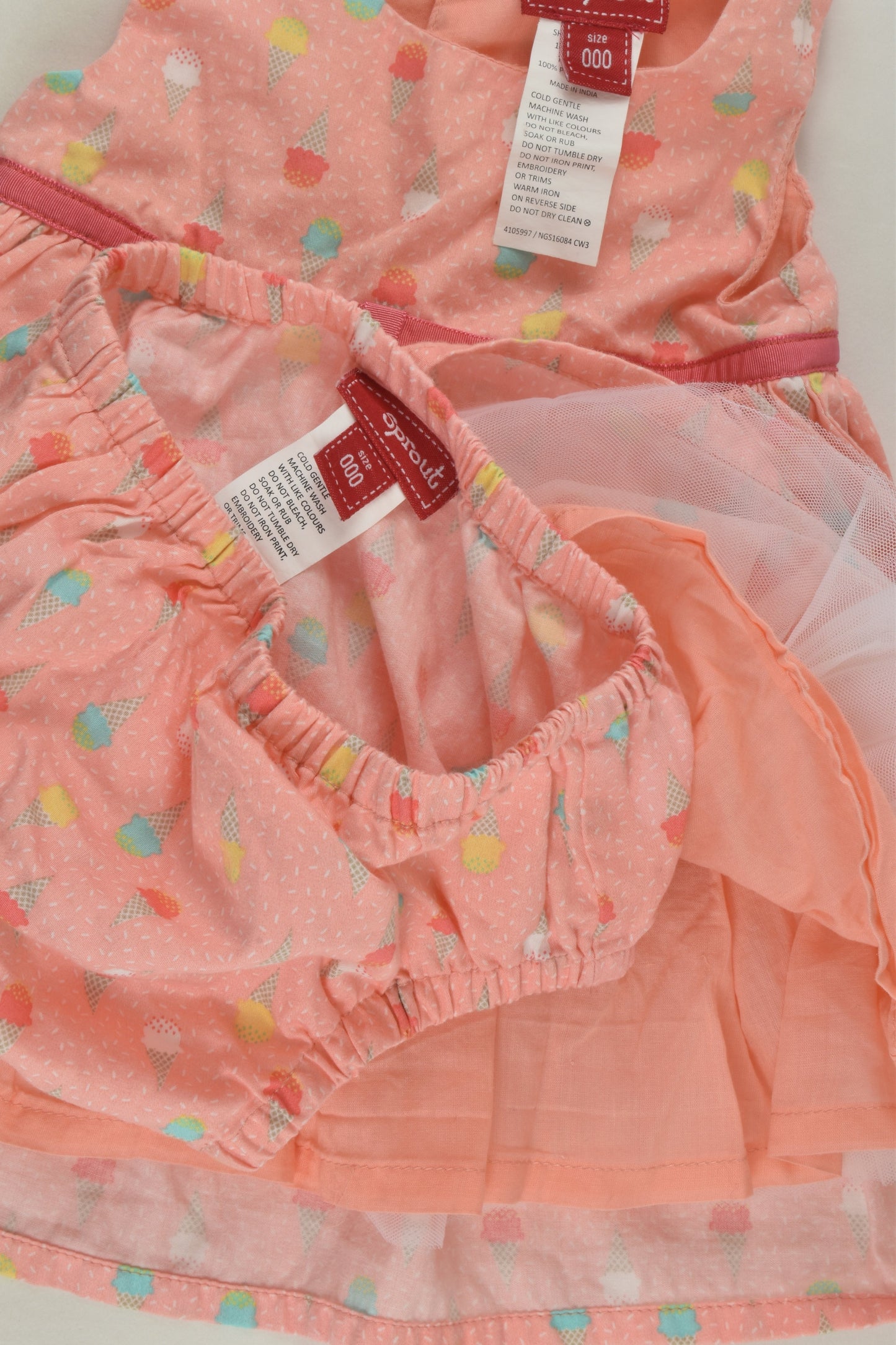 Sprout Size 000 Ice Cream Lined Dress and Bloomers