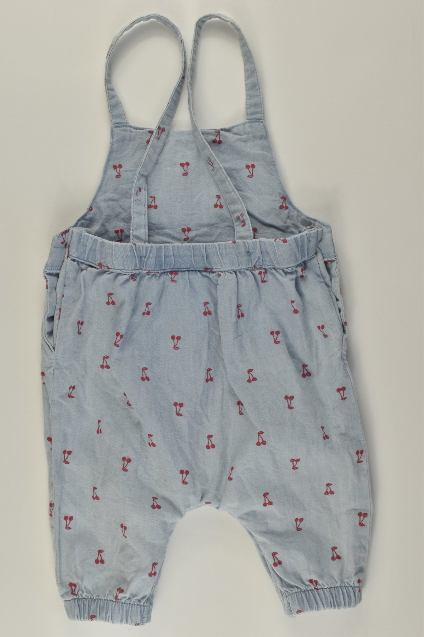 Sprout Size 0000 Cherries Lightweight Denim Overalls