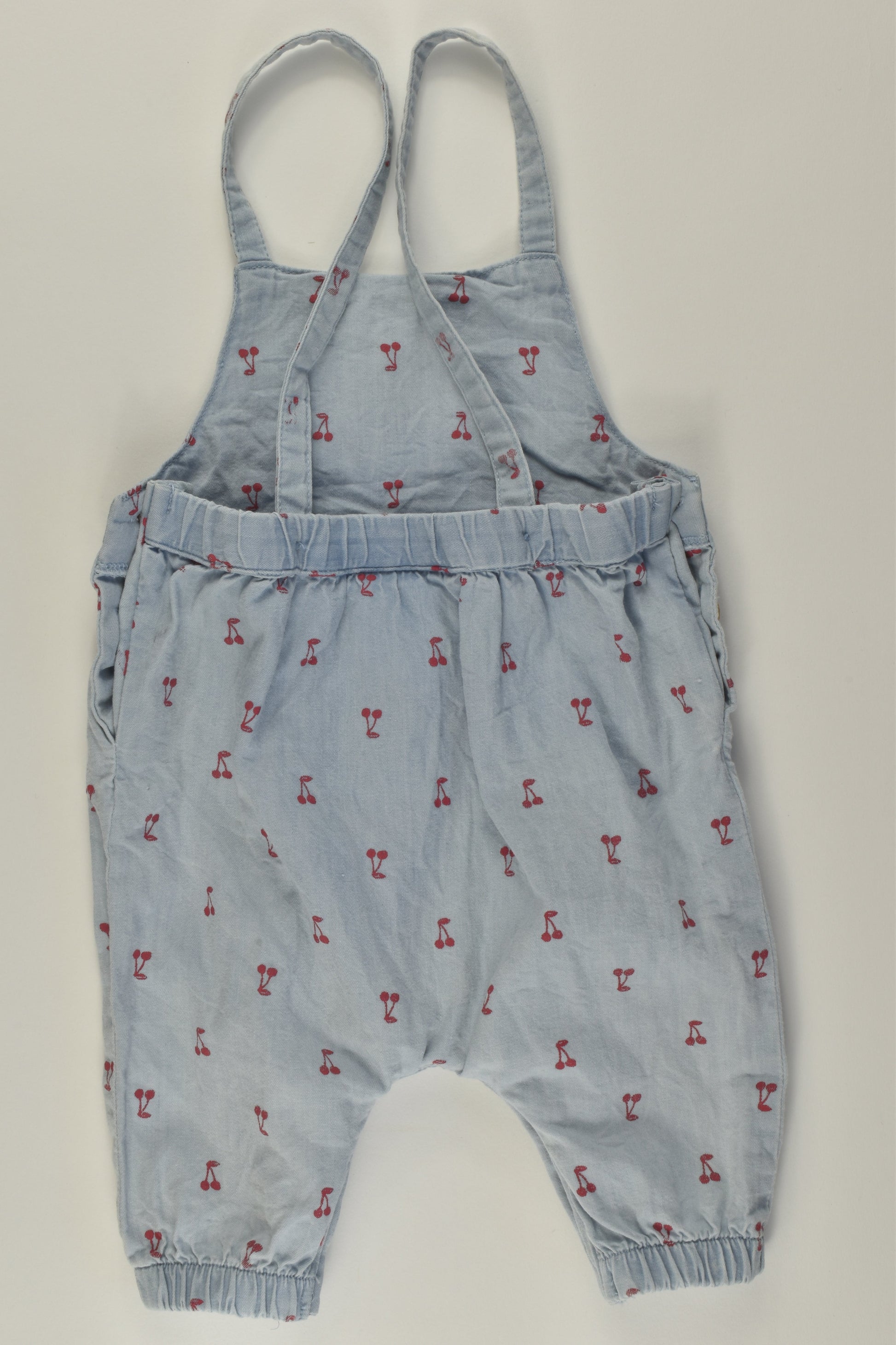 Sprout Size 0000 Cherries Lightweight Denim Overalls