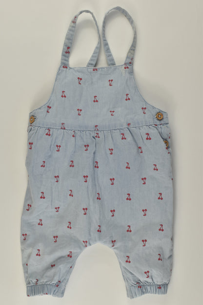 Sprout Size 0000 Cherries Lightweight Denim Overalls