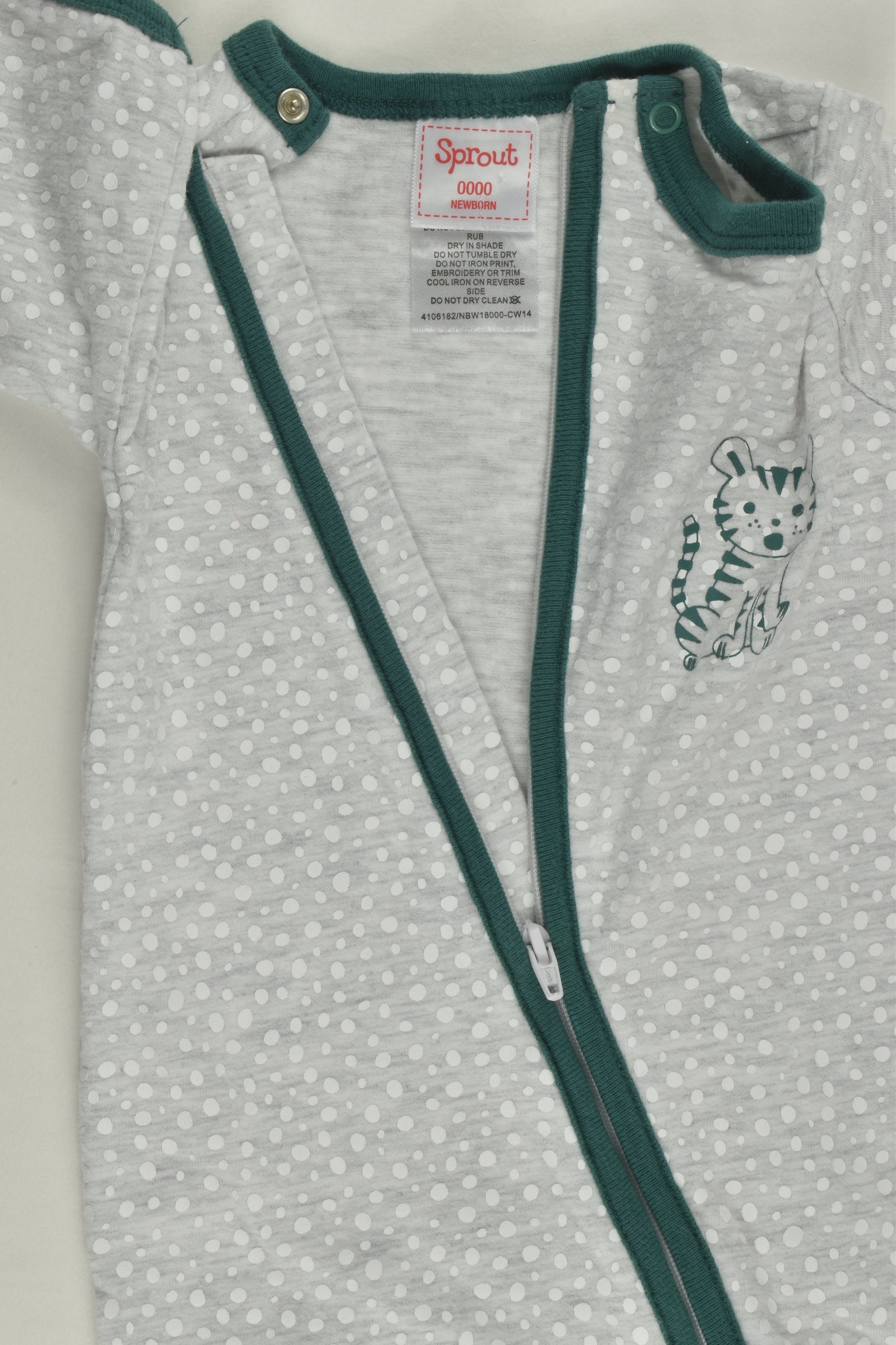 Sprout Size 0000 Footed Tiger Romper