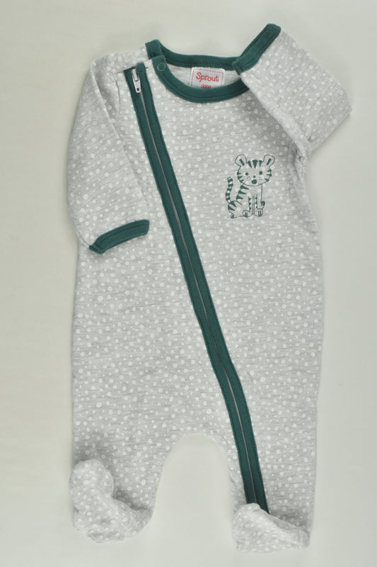 Sprout Size 0000 Footed Tiger Romper