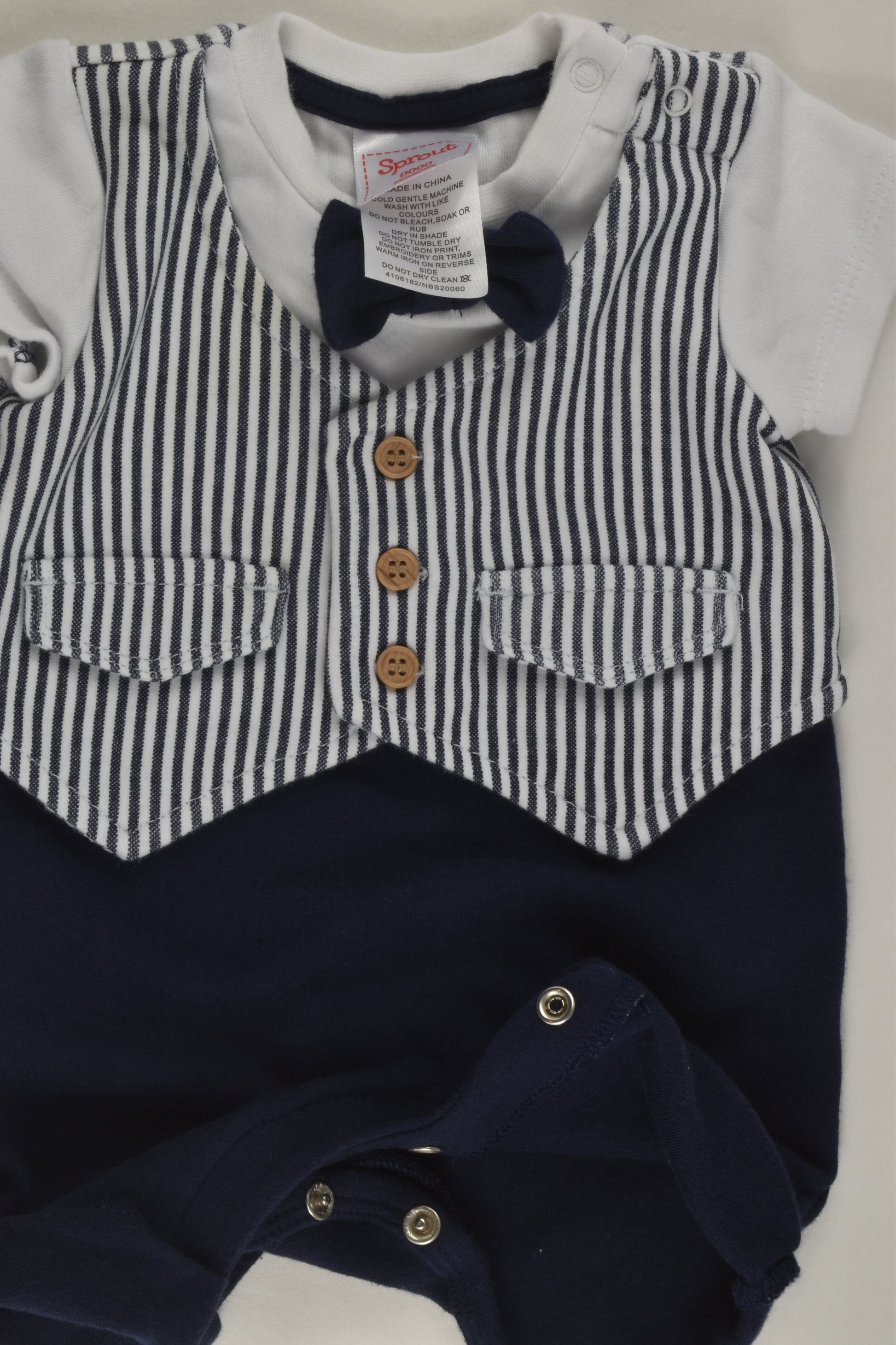 Sprout Size 0000 Vest and Bow Short Romper