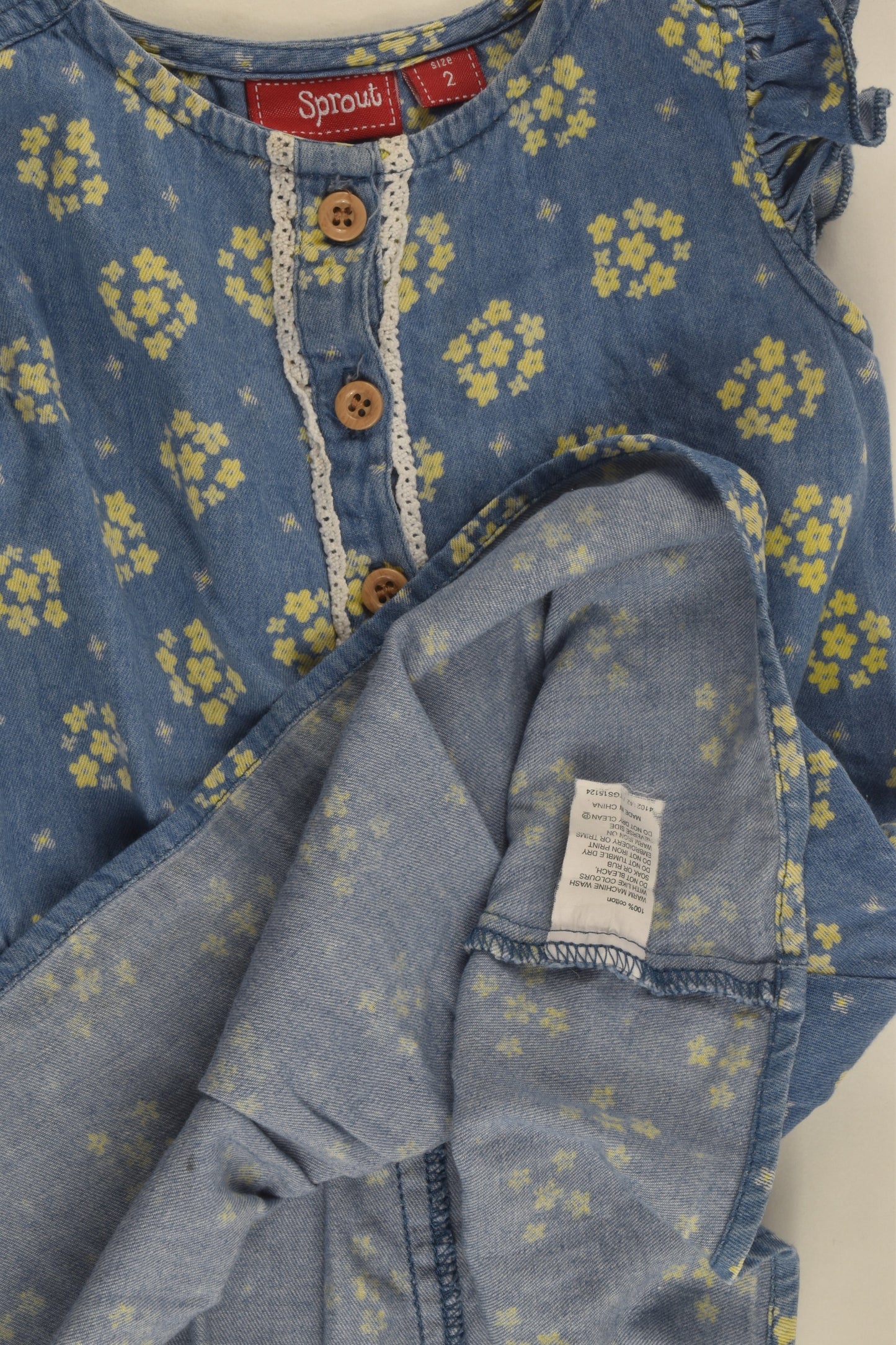 Sprout Size 2 Floral Denim Dress