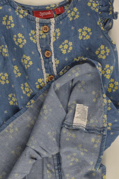 Sprout Size 2 Floral Denim Dress