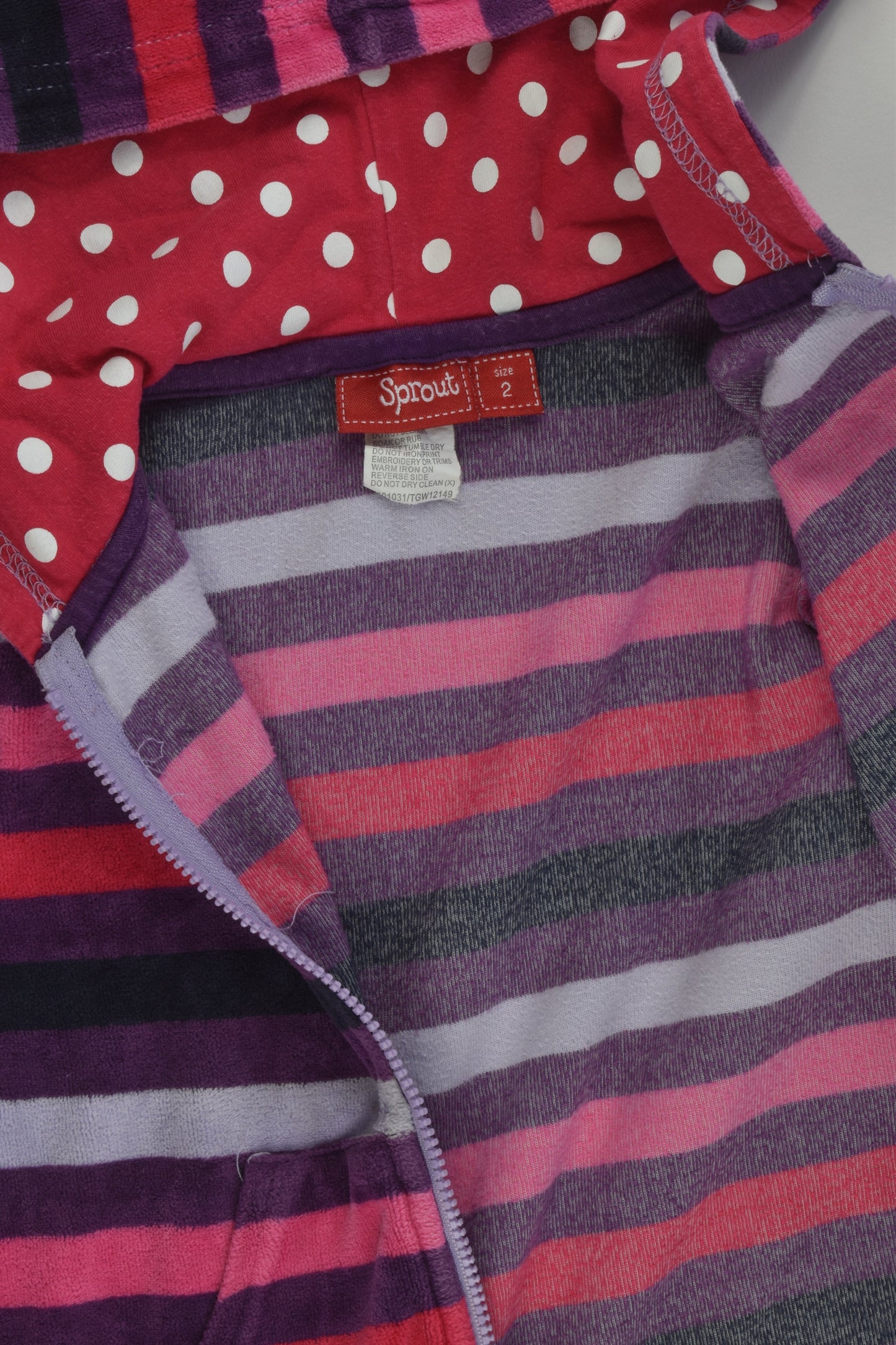 Sprout Size 2 Velour Zip Jumper