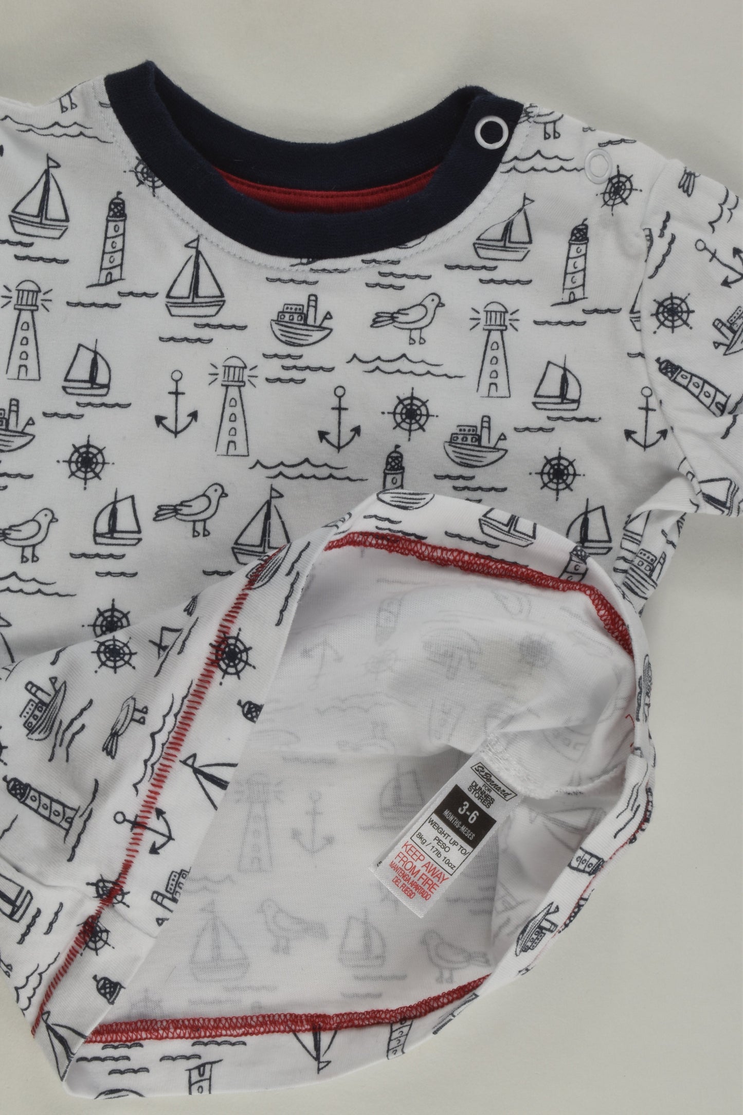 St Bernard for Dunnes Stores Size 00 (3-6 months) Nautical T-shirt