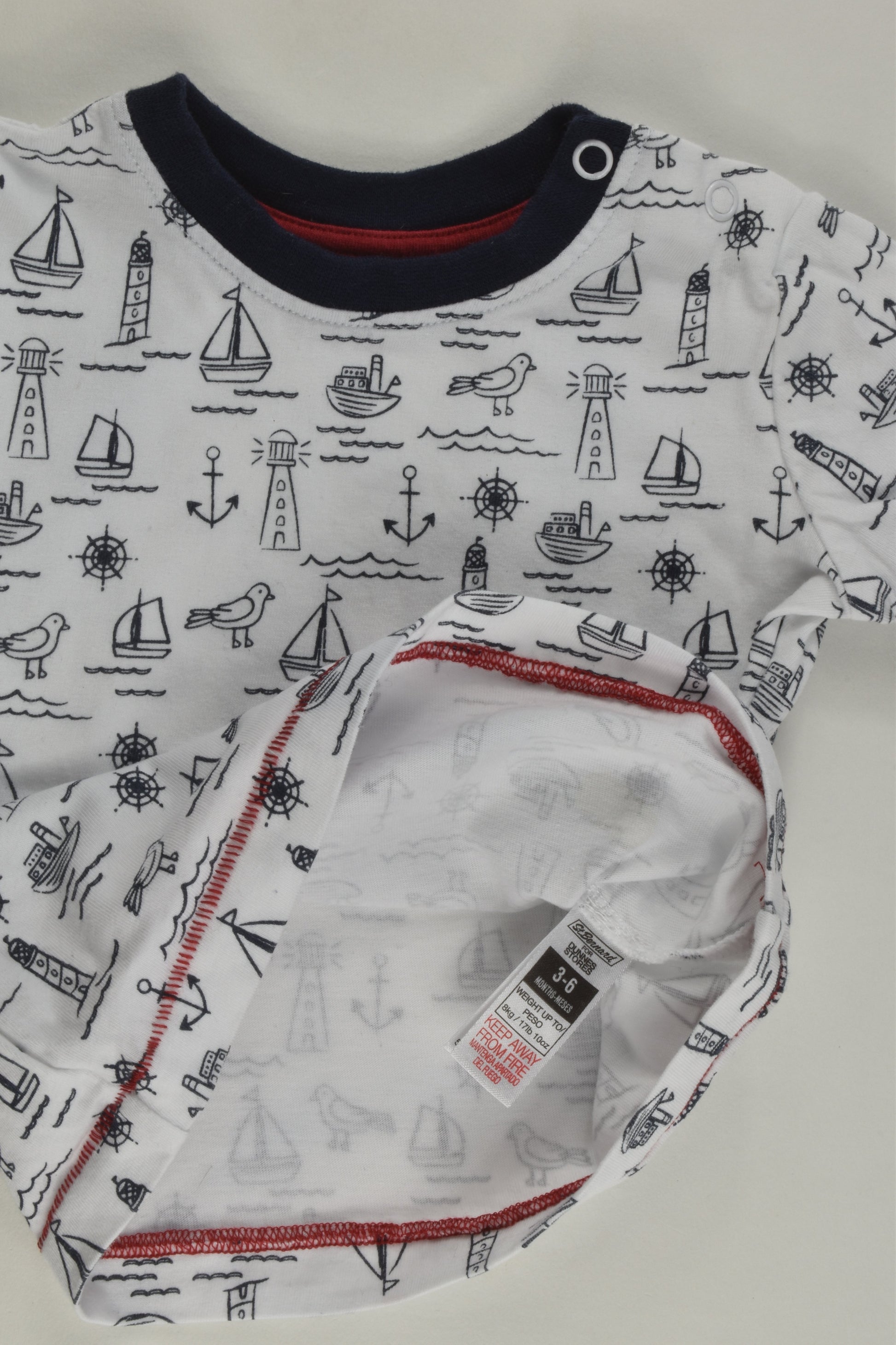 St Bernard for Dunnes Stores Size 00 (3-6 months) Nautical T-shirt