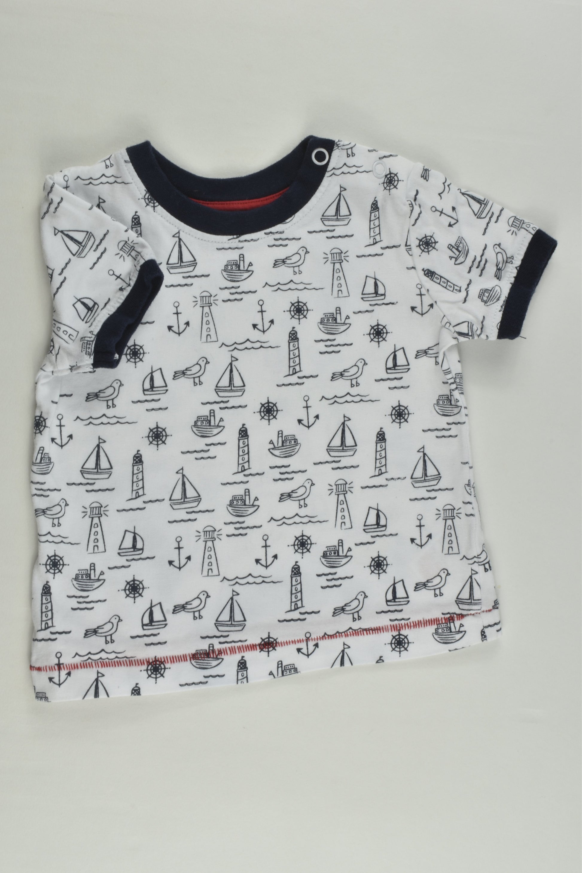 St Bernard for Dunnes Stores Size 00 (3-6 months) Nautical T-shirt