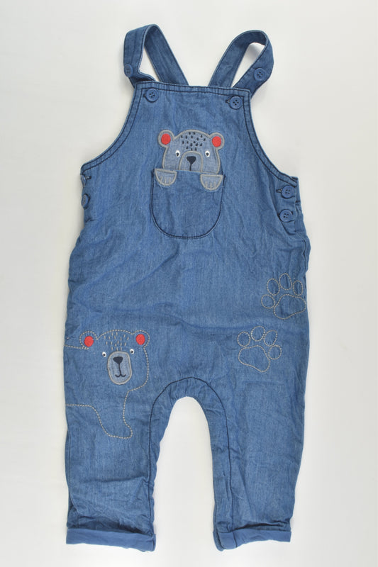 St. Bernard for Dunnes Stores Size 0 (6-9 months) Lined Lightweight Bear Denim Overalls