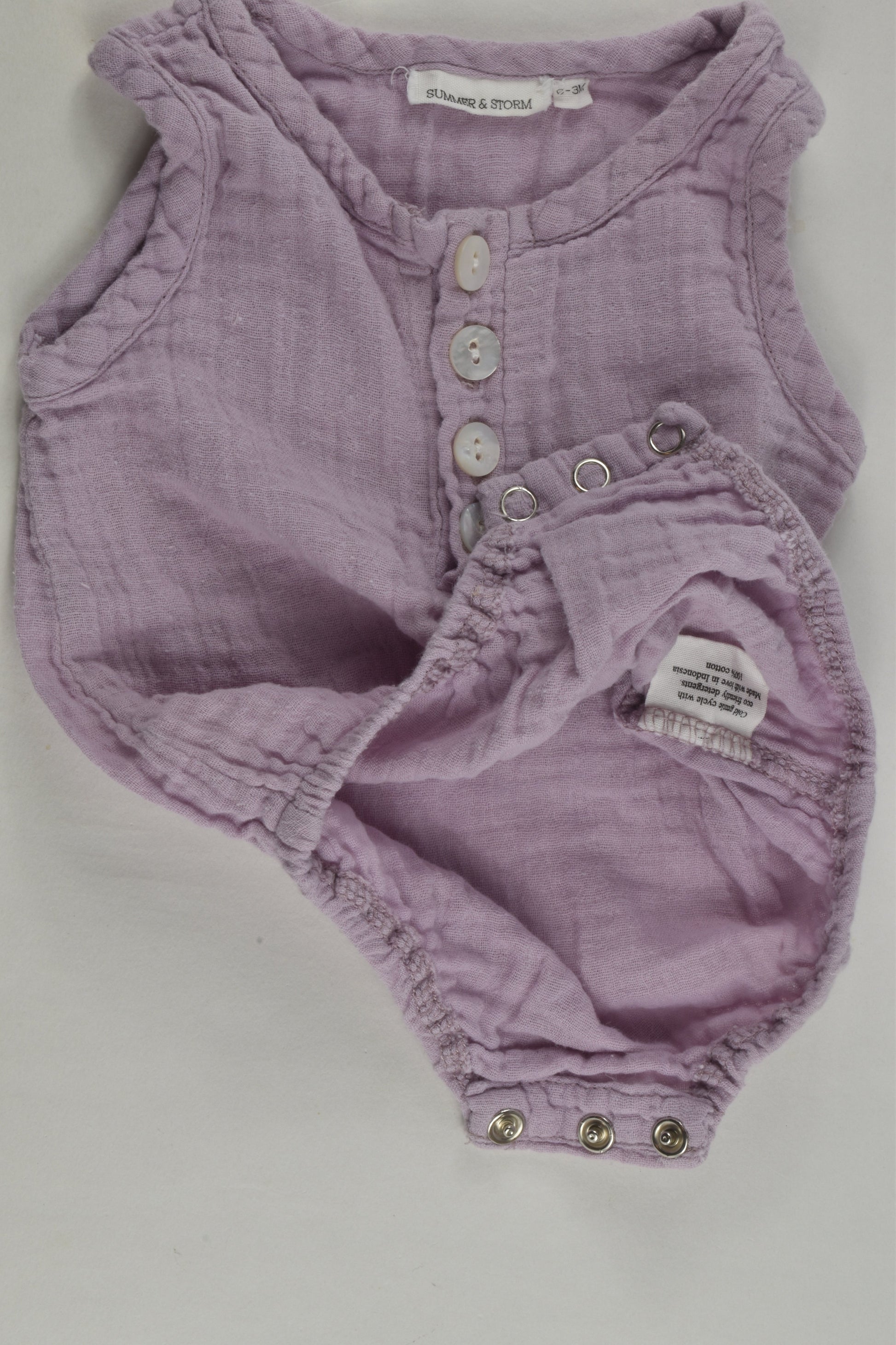 Summer and Storm Size 000 Muslin Romper