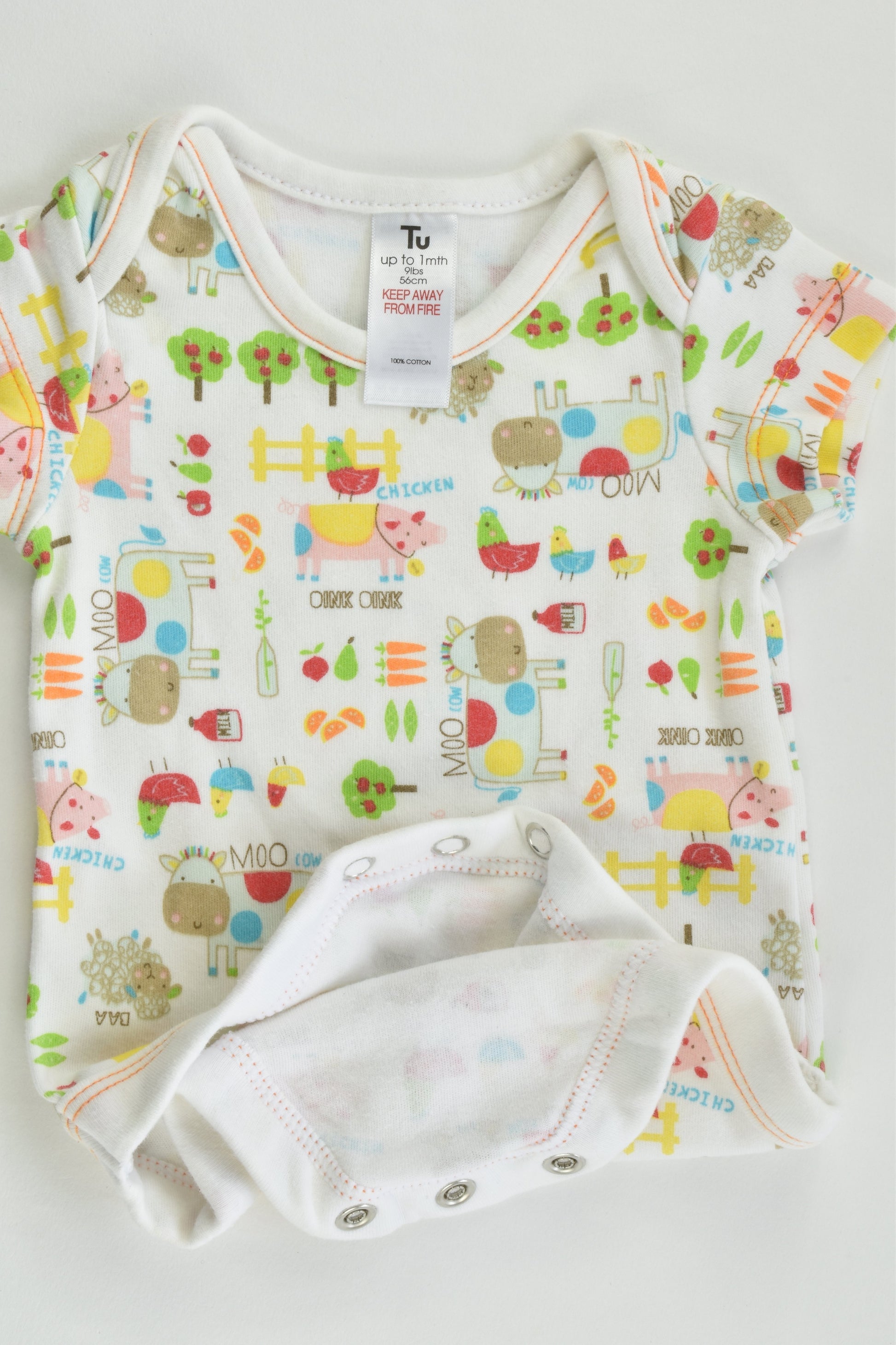 TU Size 0000 (56 cm) Farm Animals Bodysuit