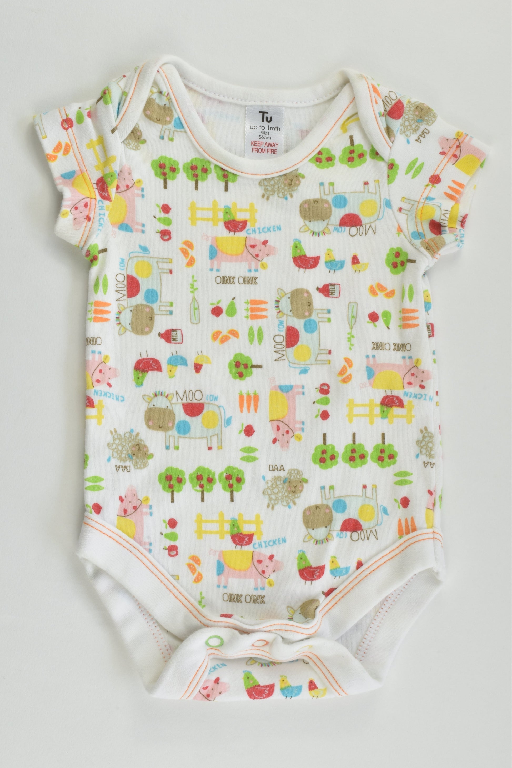TU Size 0000 (56 cm) Farm Animals Bodysuit