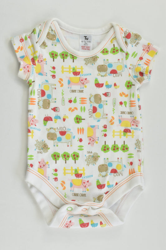 TU Size 0000 (56 cm) Farm Animals Bodysuit