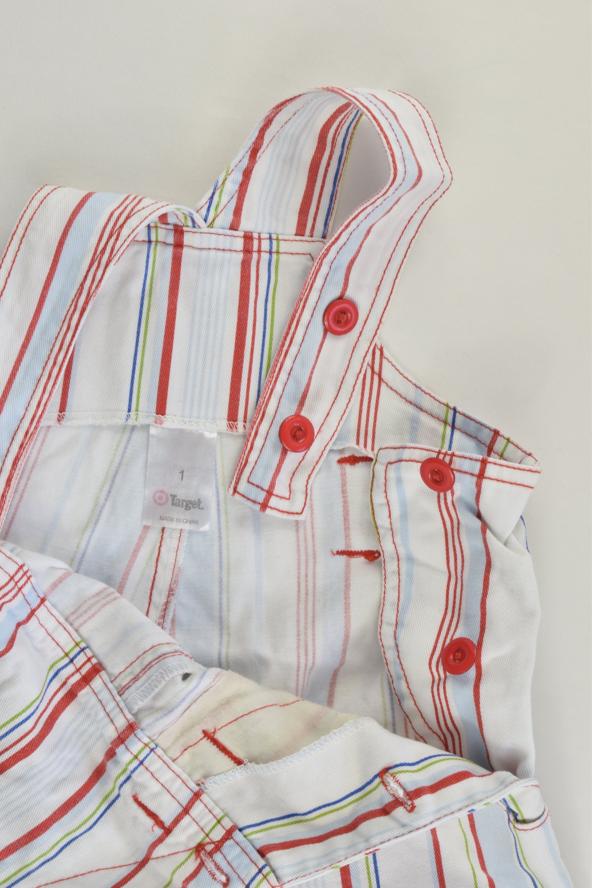 Target (Older Style) Size 1 Striped Dog Short Overalls