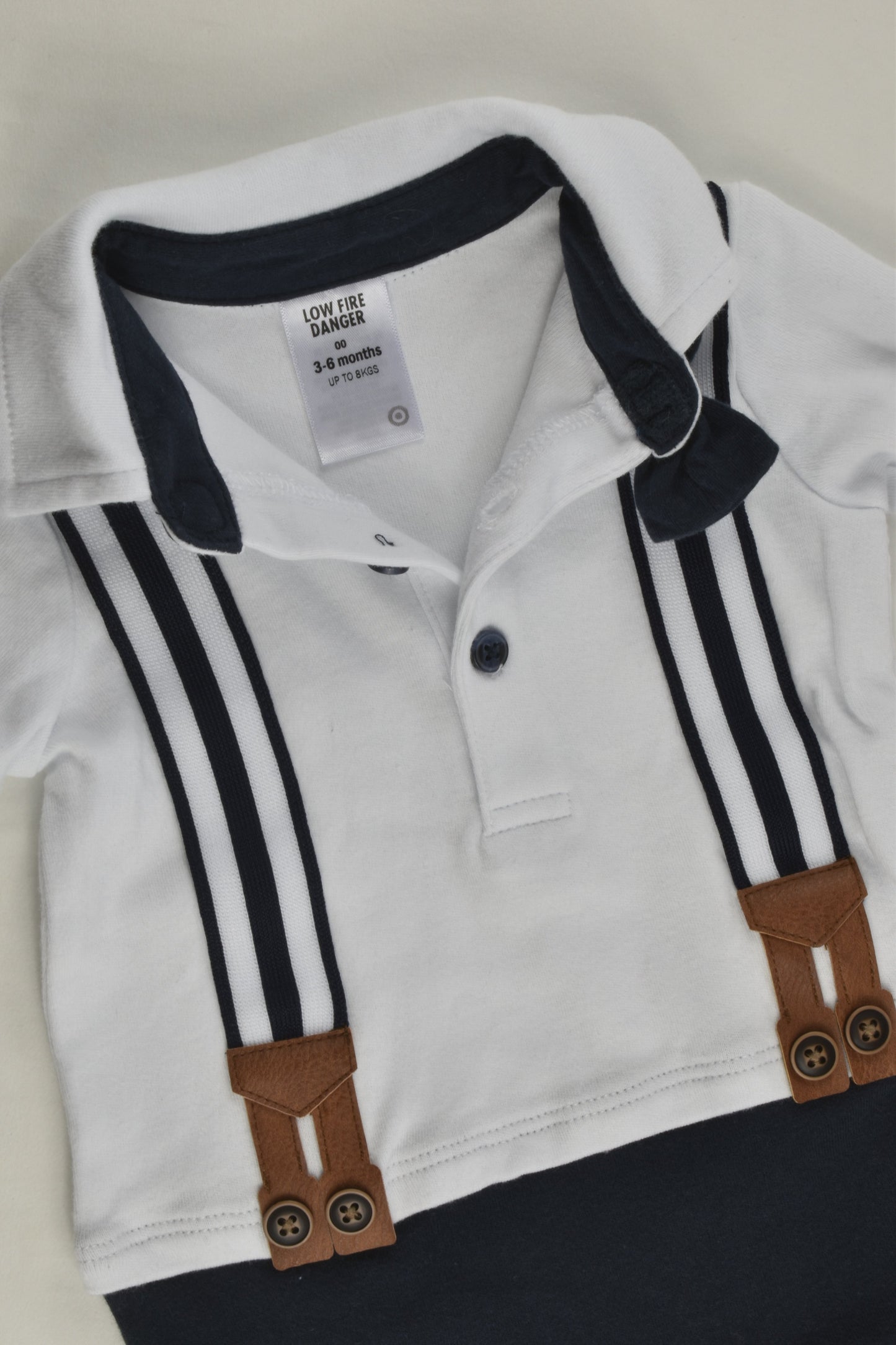 Target Size 00 Bow and Suspenders Short Romper