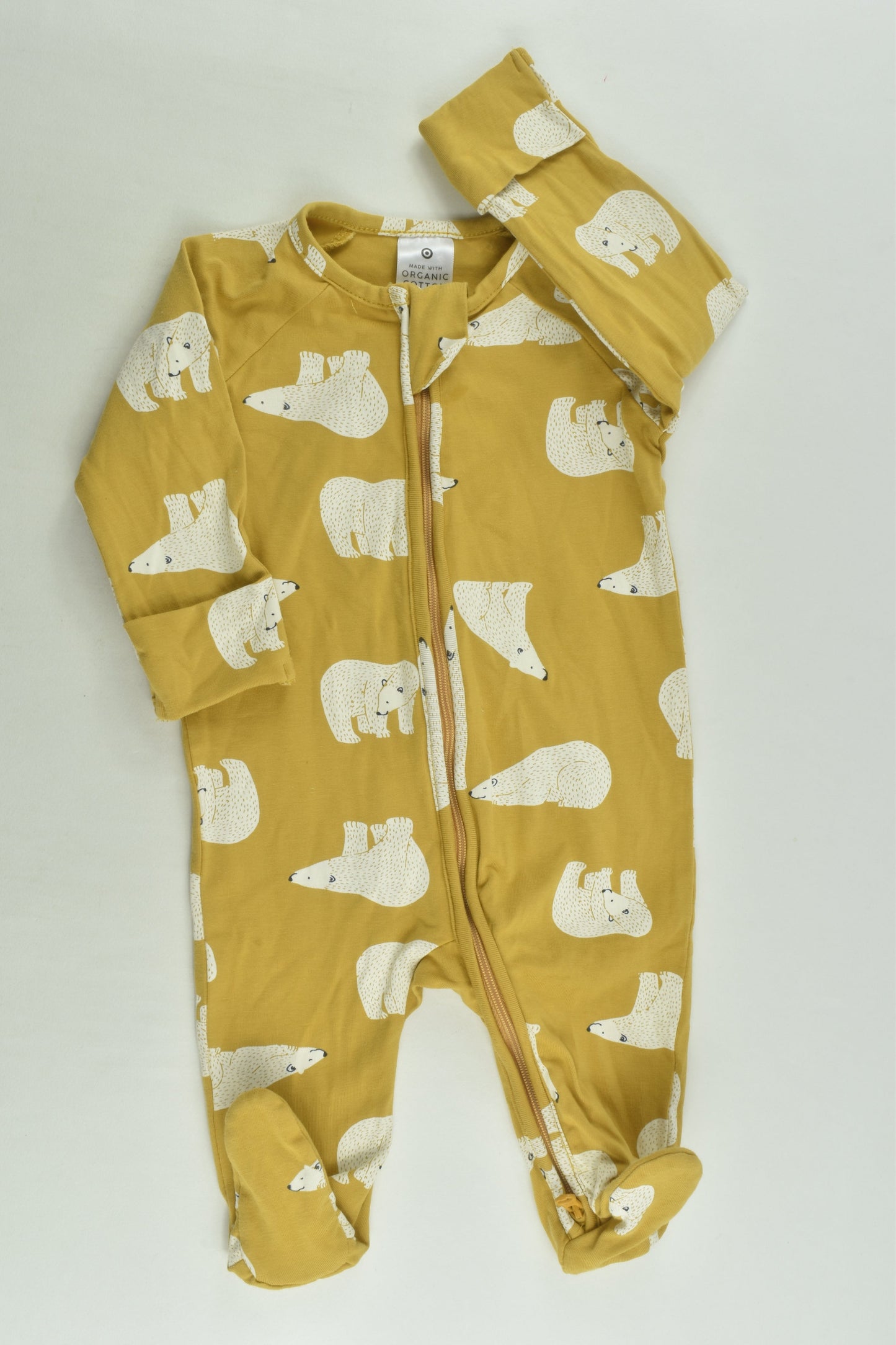 Target Size 000 Organic Polar Bear Footed Romper