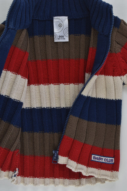 Target Size 000 Striped 'Baby Club' Knitted Zip Jumper