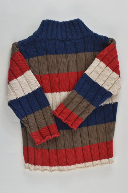 Target Size 000 Striped 'Baby Club' Knitted Zip Jumper