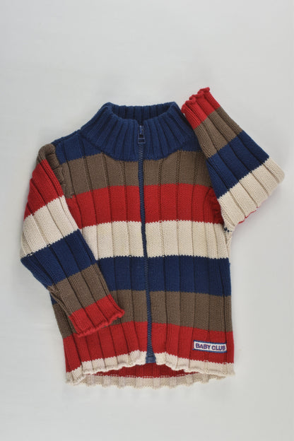 Target Size 000 Striped 'Baby Club' Knitted Zip Jumper
