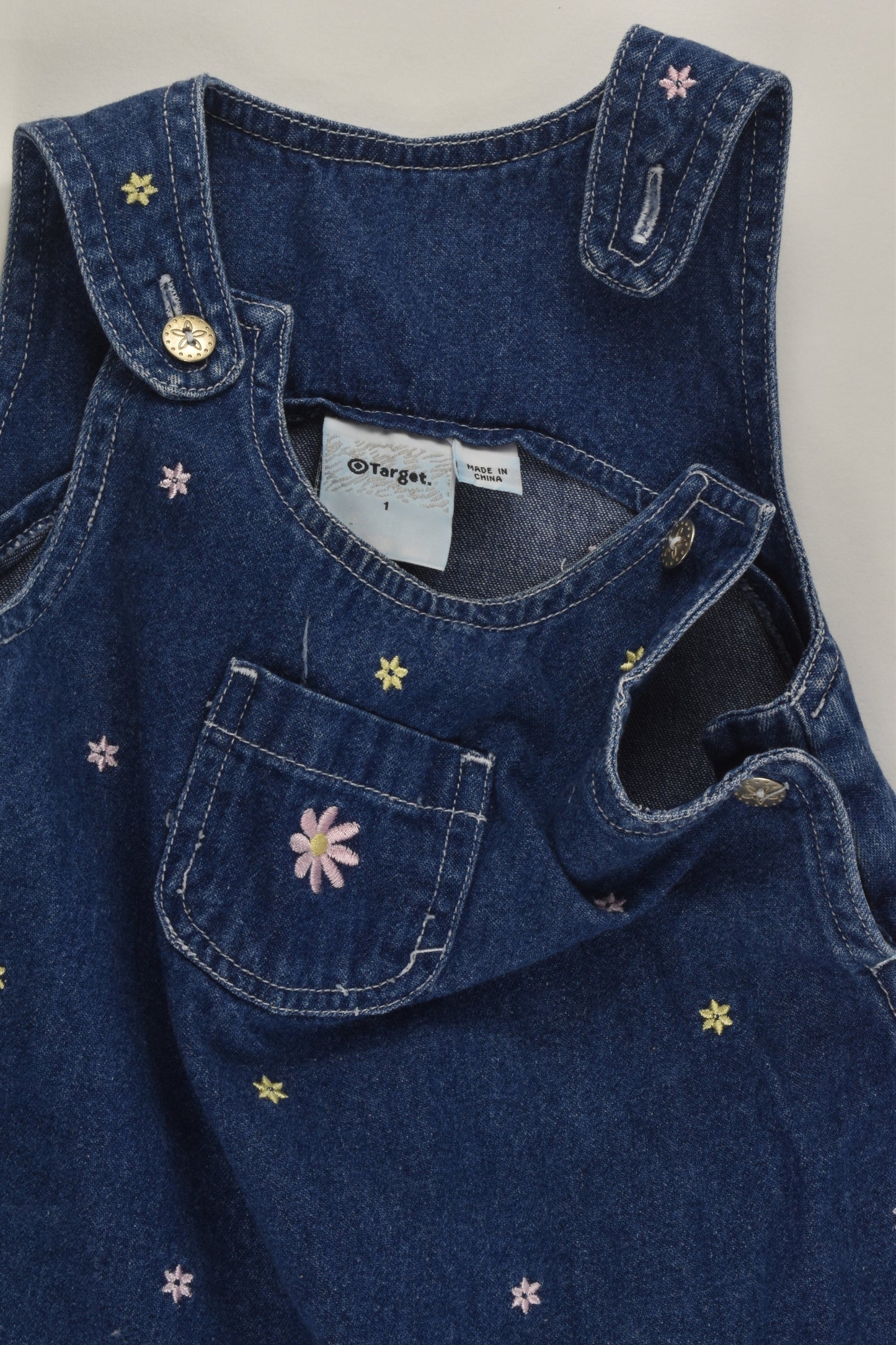 Target Size 1 Denim Dress with Floral Embroidery