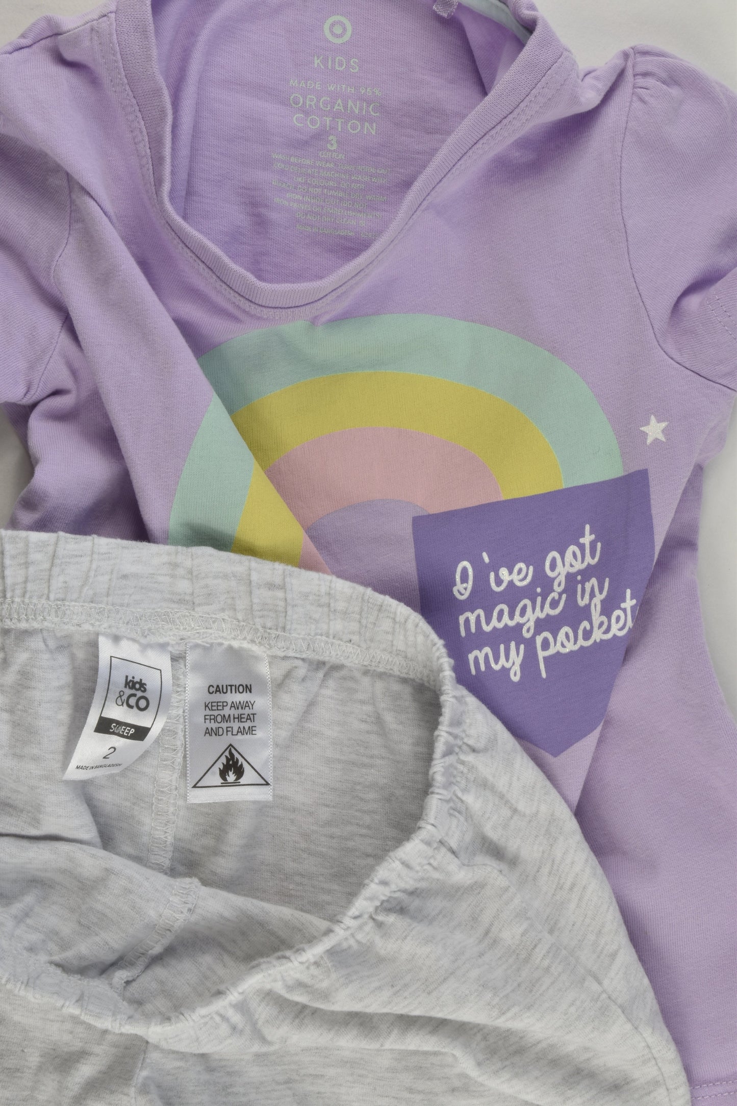 Target Size 3 Organic and Kids & Co Size 2 Pyjamas