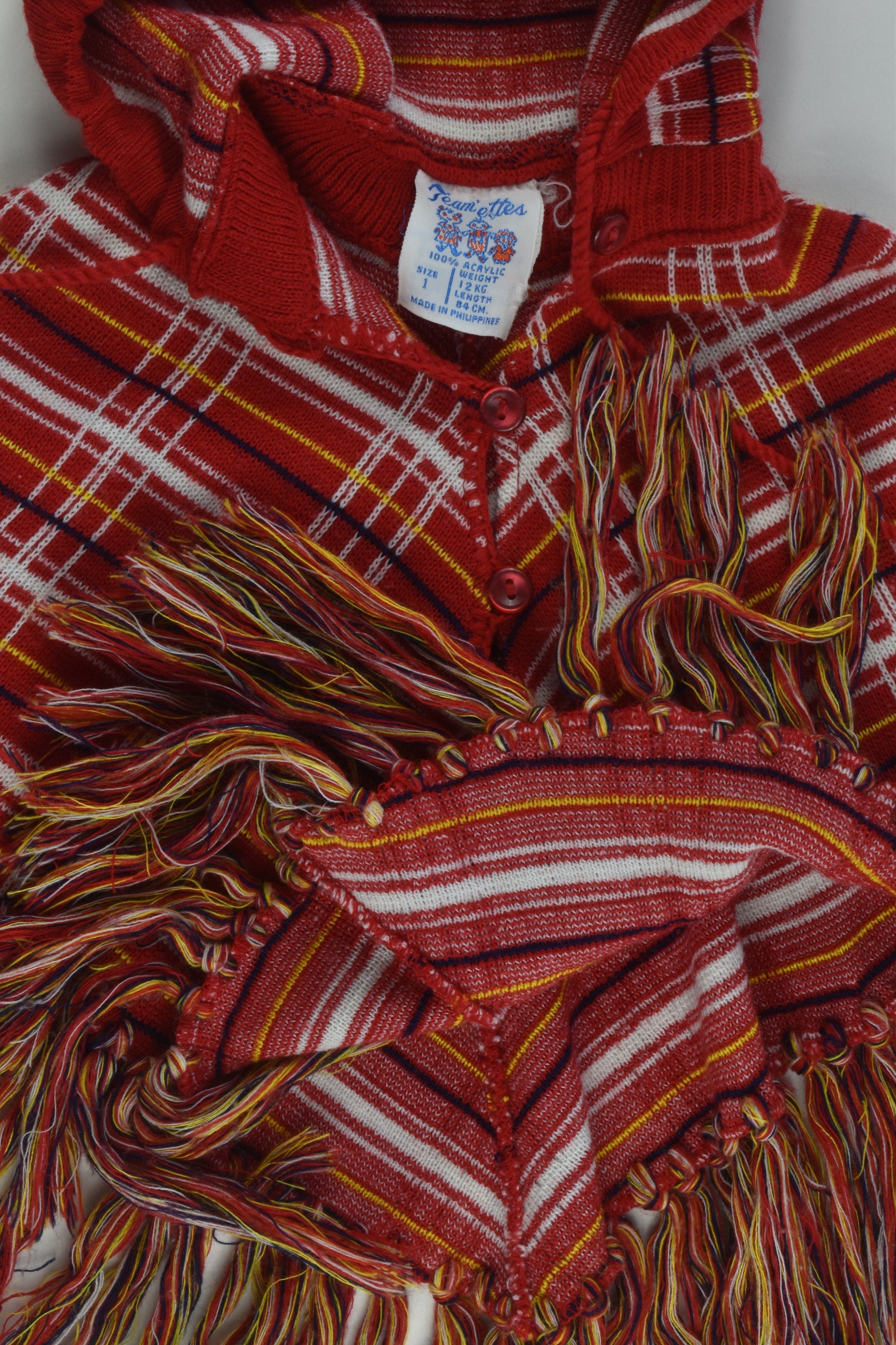 Team'ettes Size 1 Checked Vintage Poncho
