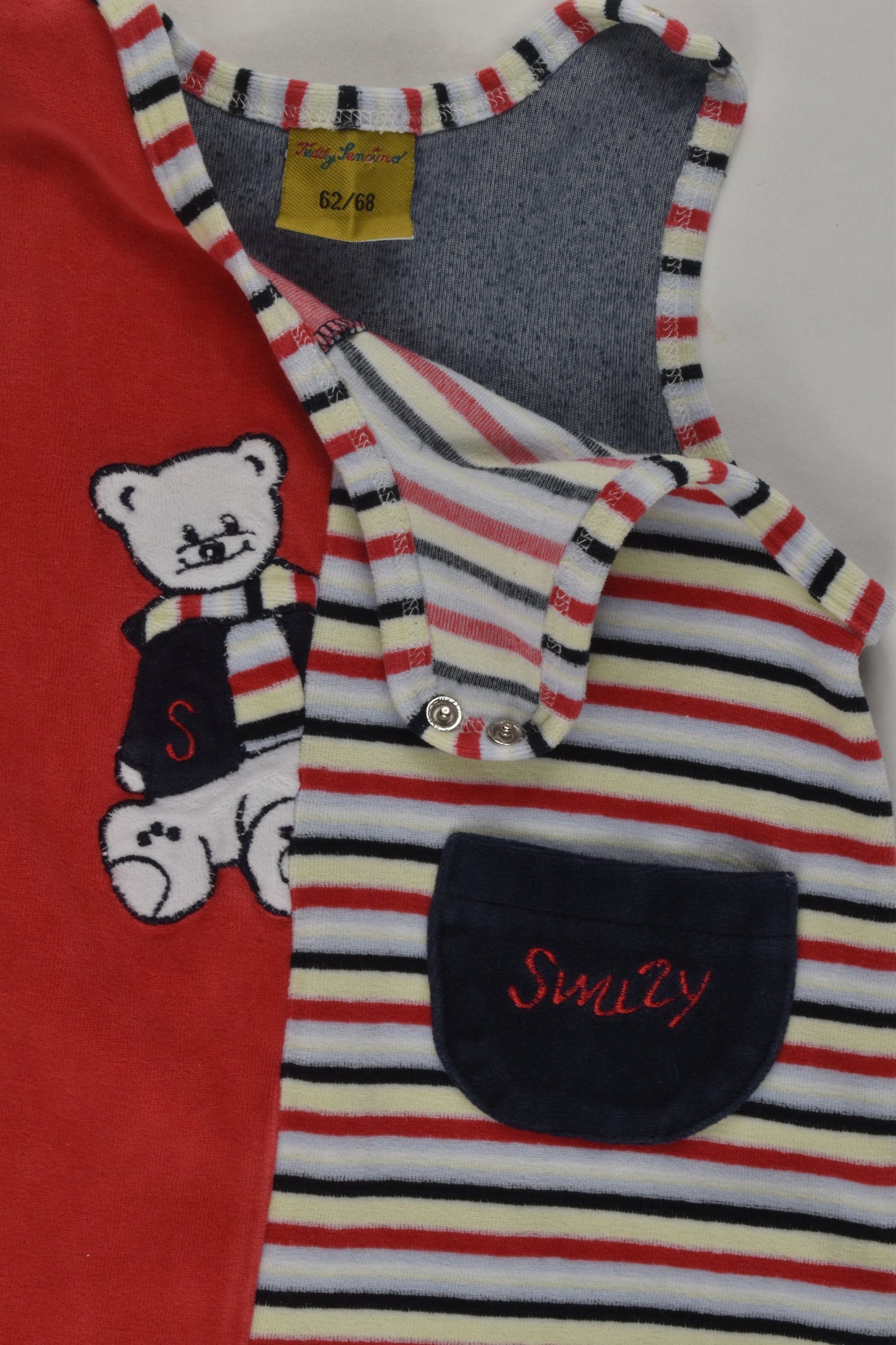 Teddy Sensiono Size 00 (62/68 cm) Footed Velour Overalls