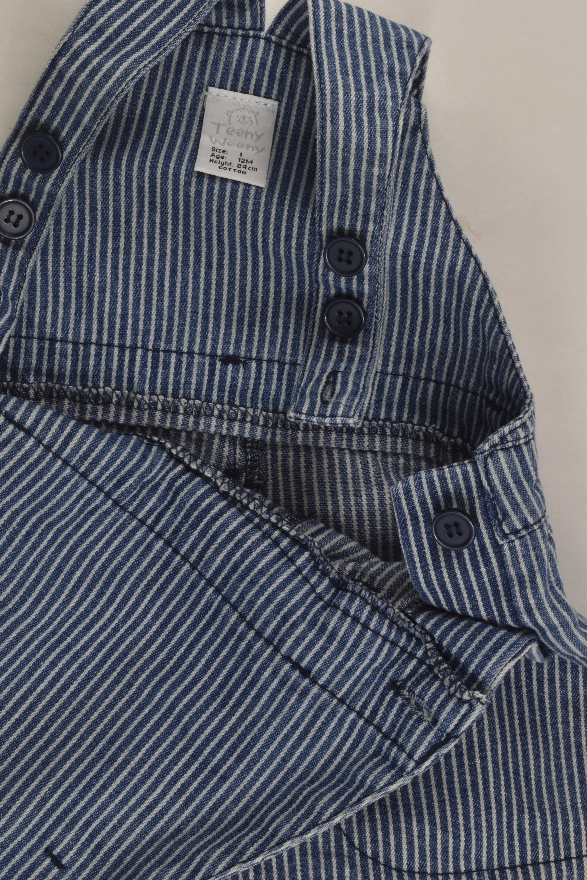 Teeny Weeny Size 1 Short Striped Denim Overalls