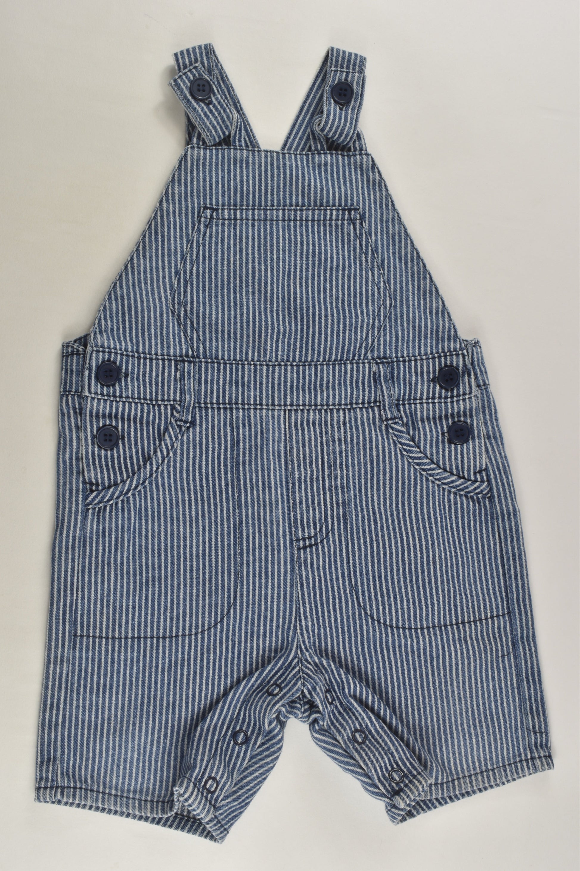 Teeny Weeny Size 1 Short Striped Denim Overalls