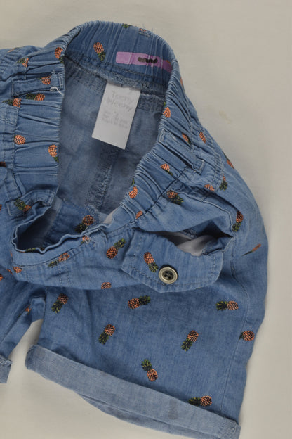 Teeny Weeny Size 2 Lightweight Pineapples Denim Shorts