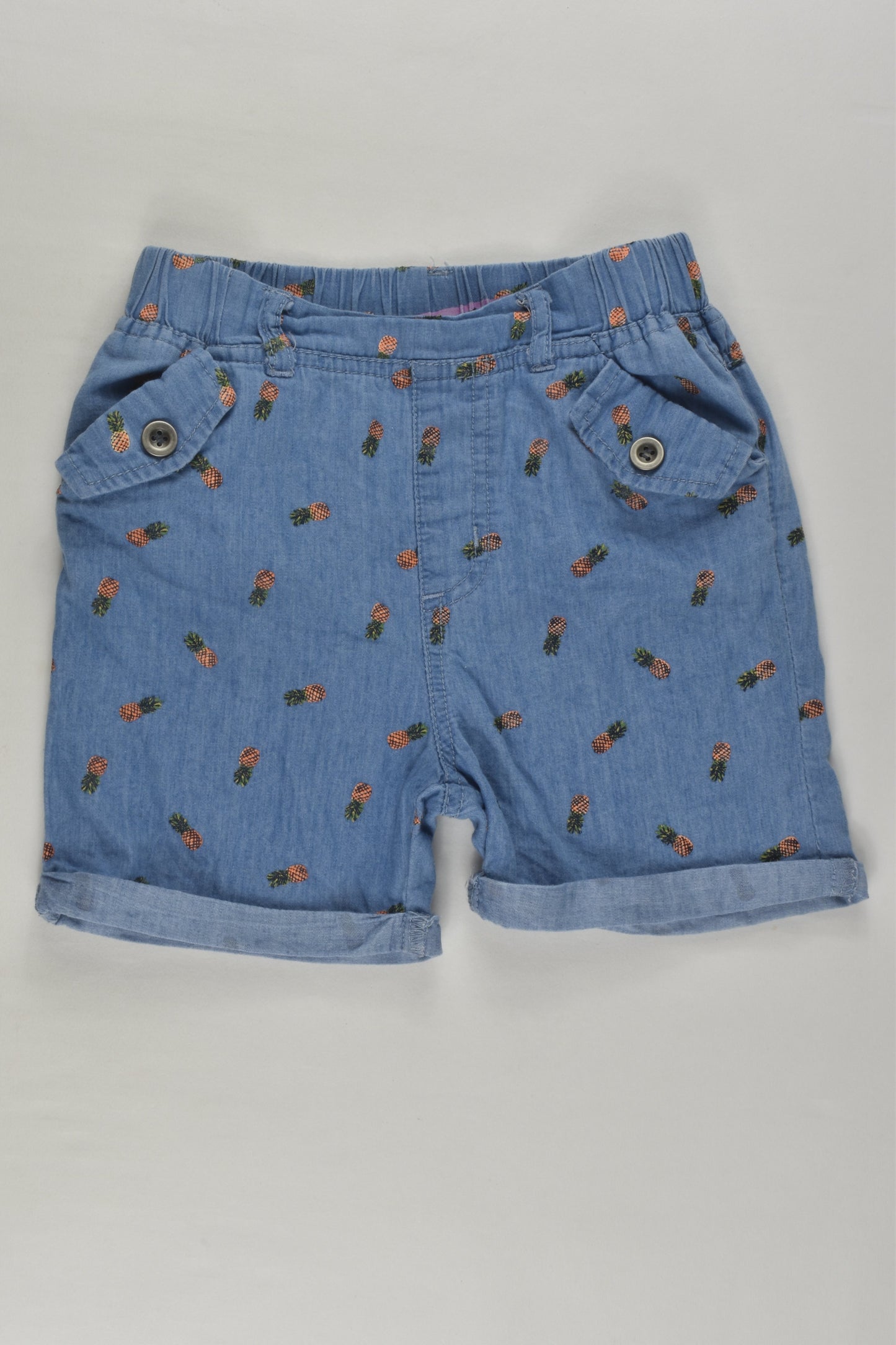 Teeny Weeny Size 2 Lightweight Pineapples Denim Shorts