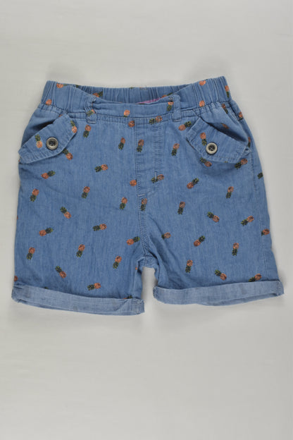 Teeny Weeny Size 2 Lightweight Pineapples Denim Shorts