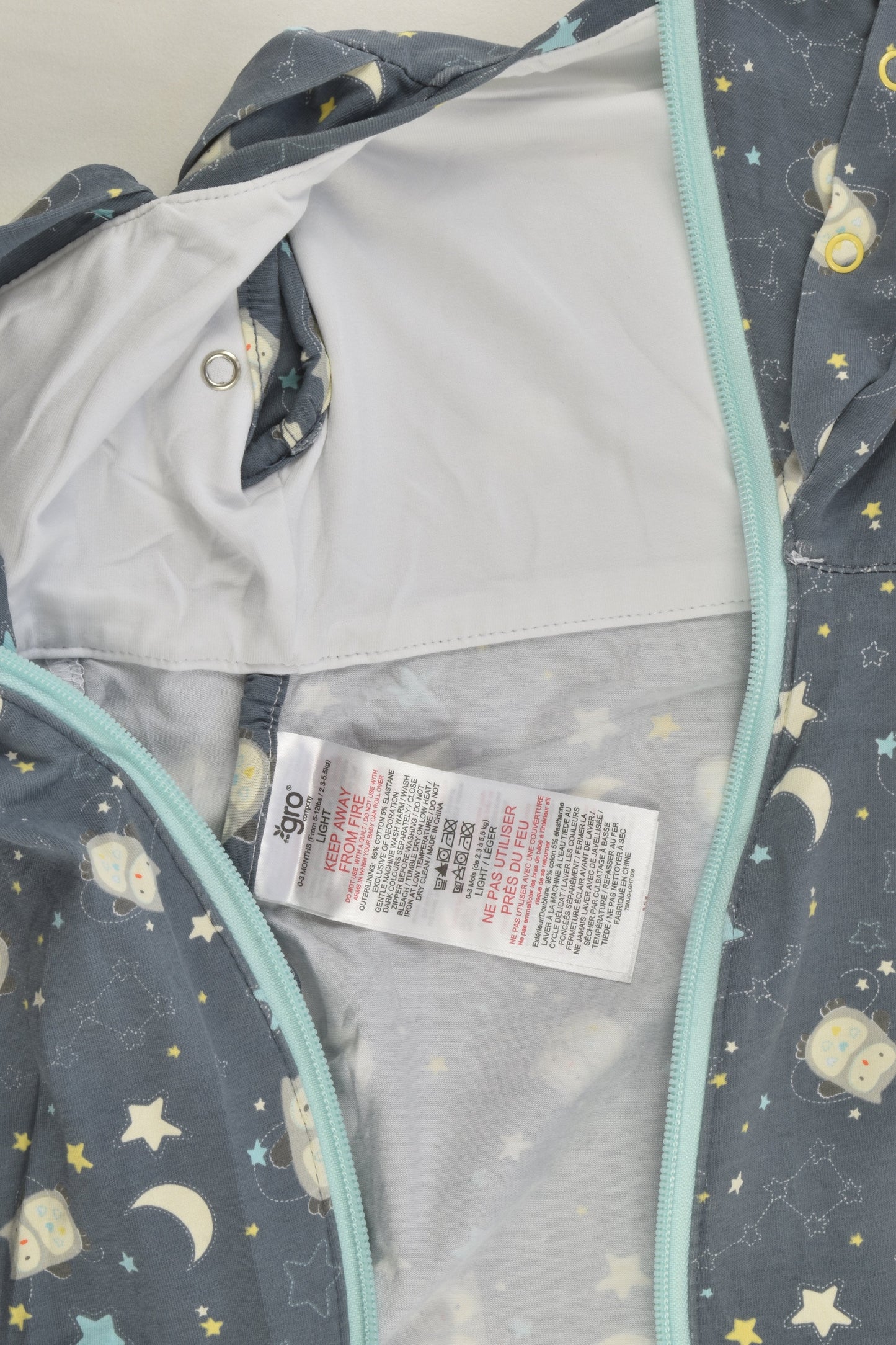 The Gro Company Size 000 (0-3 months) Approx 0.2 Tog Owls Swaddle