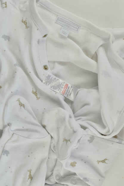 The Little White Company (London) Size 00 (3-6 months) Footed Animals Romper
