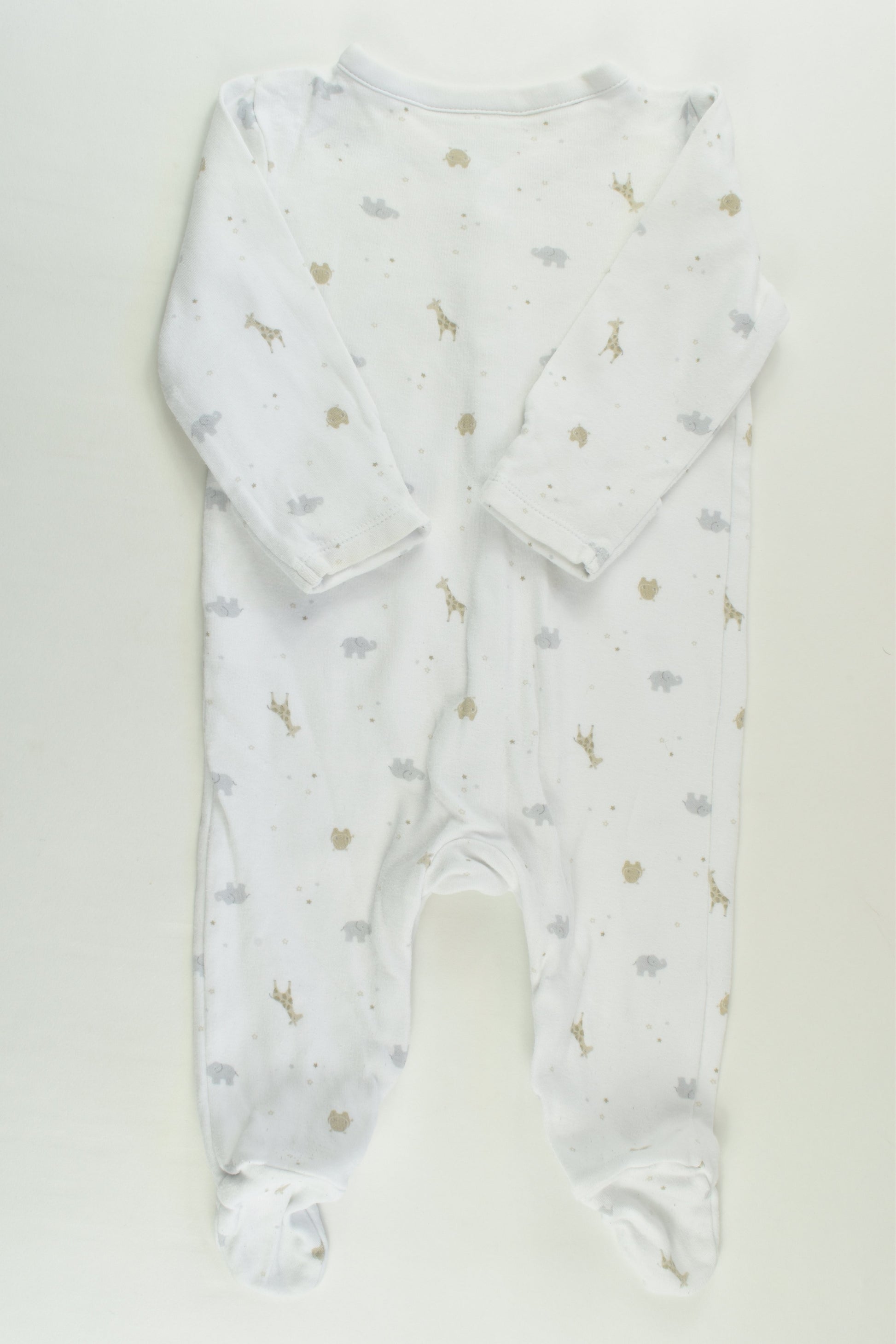 The Little White Company (London) Size 00 (3-6 months) Footed Animals Romper