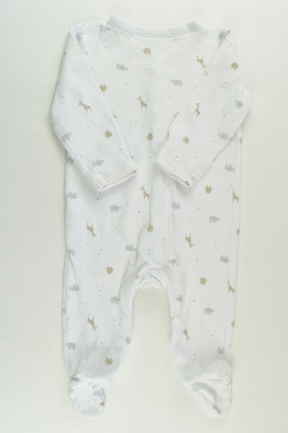 The Little White Company (London) Size 00 (3-6 months) Footed Animals Romper