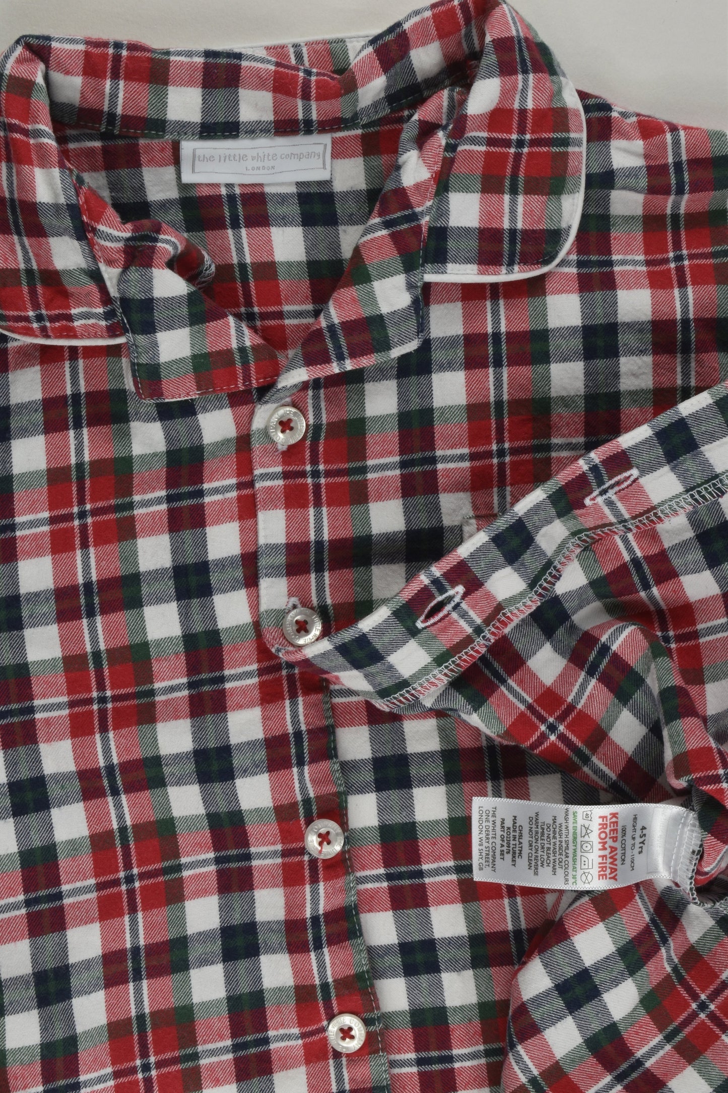 The Little White Company London Size 4-5 Checked Pyjamas