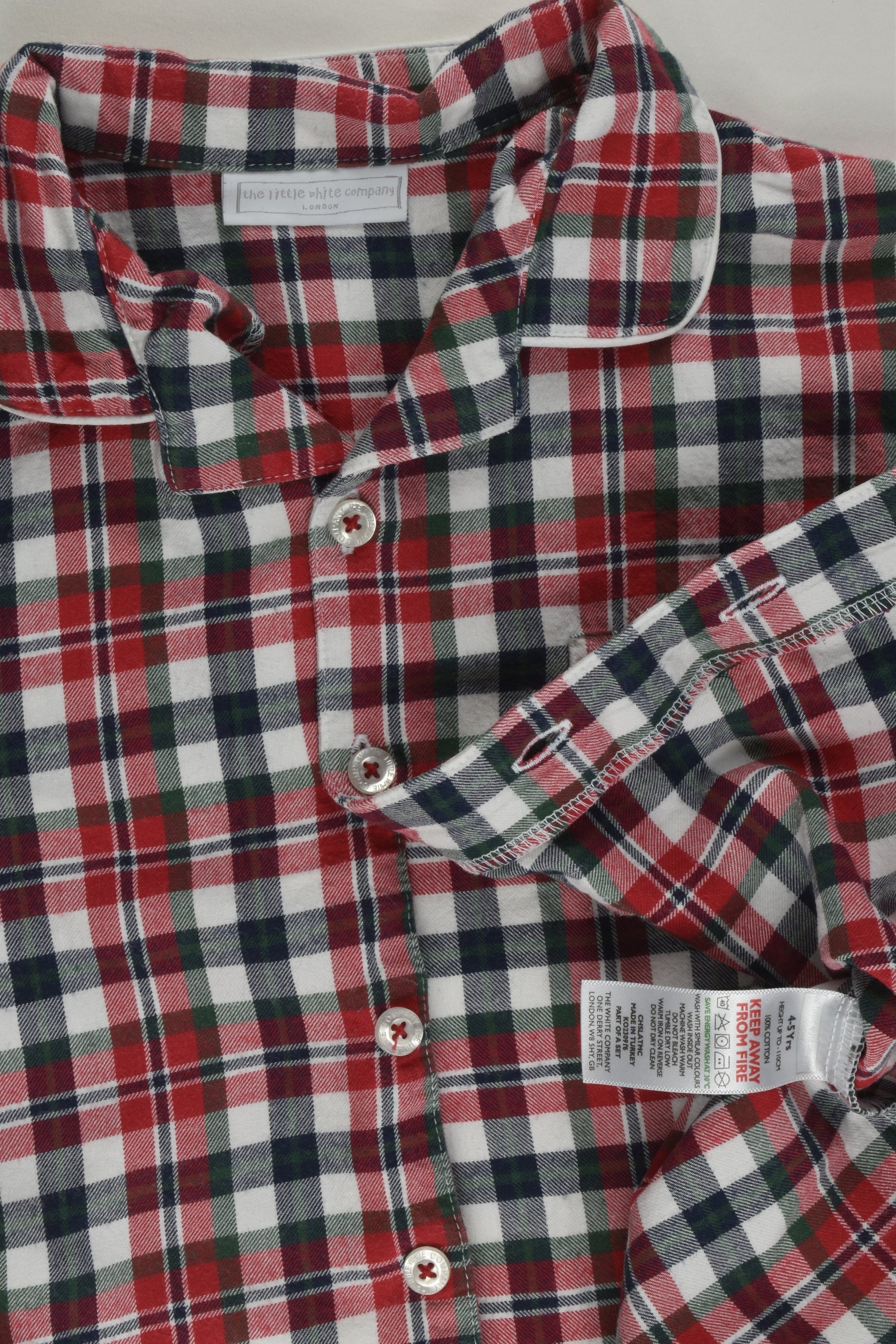 The Little White Company London Size 4-5 Checked Pyjamas