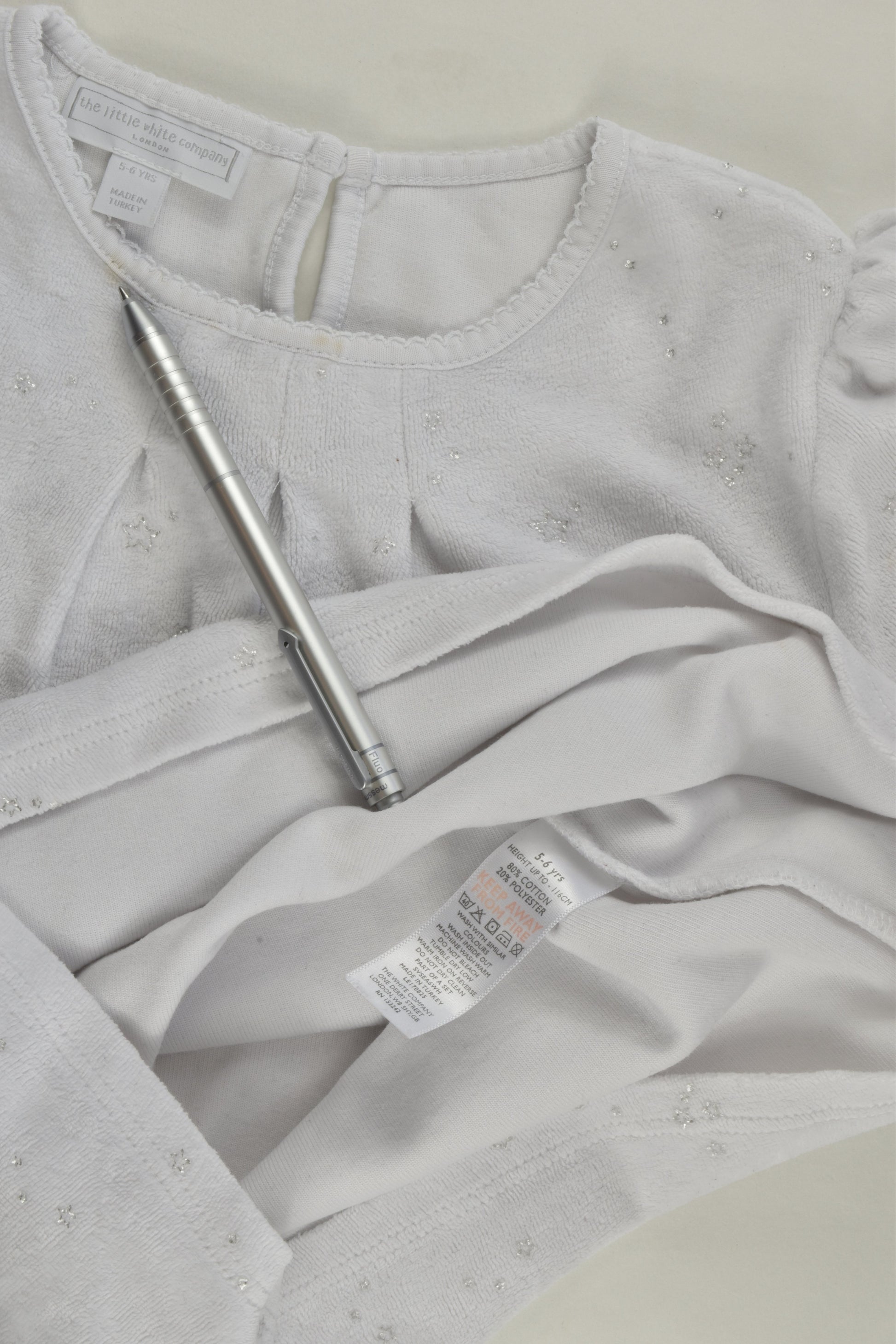 The Little White Company Size 5-6 Velour Sweater