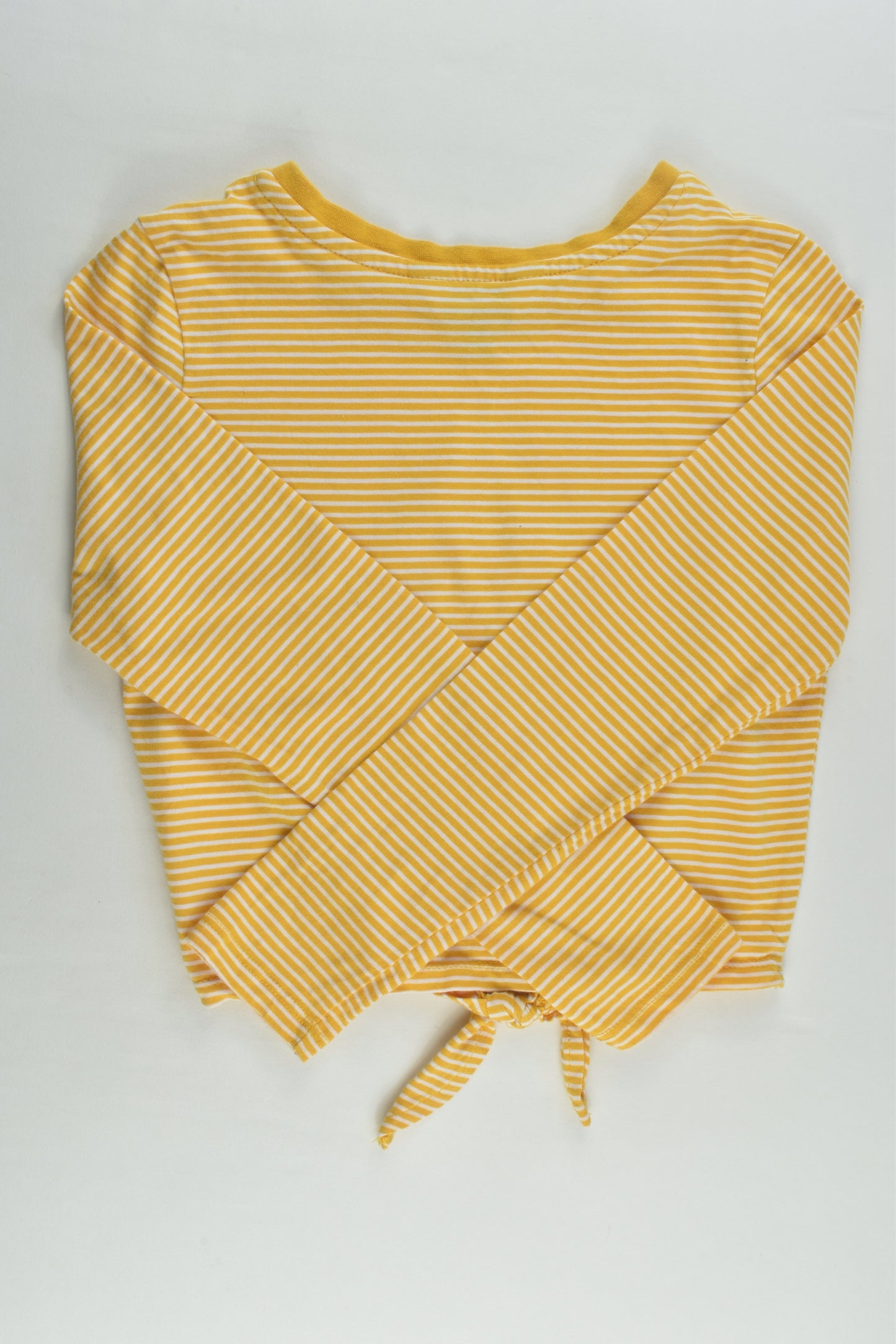 Tilii Size 8 Striped Mustard Tie Front Top