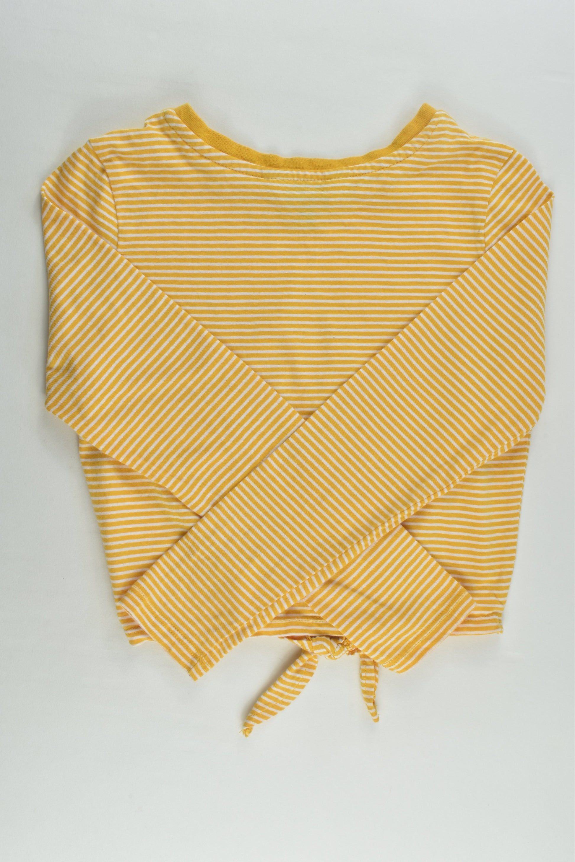 Tilii Size 8 Striped Mustard Tie Front Top