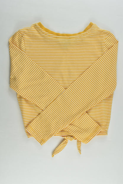 Tilii Size 8 Striped Mustard Tie Front Top