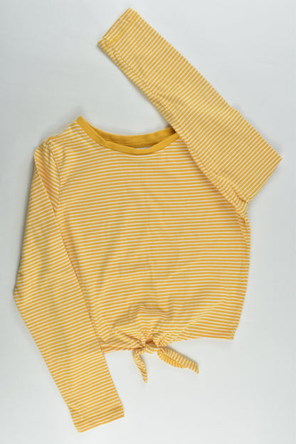 Tilii Size 8 Striped Mustard Tie Front Top