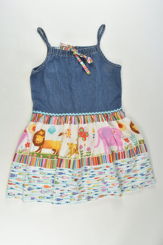 Tin Whistle Size approx 4-5 Denim/Animals Handmade Dress