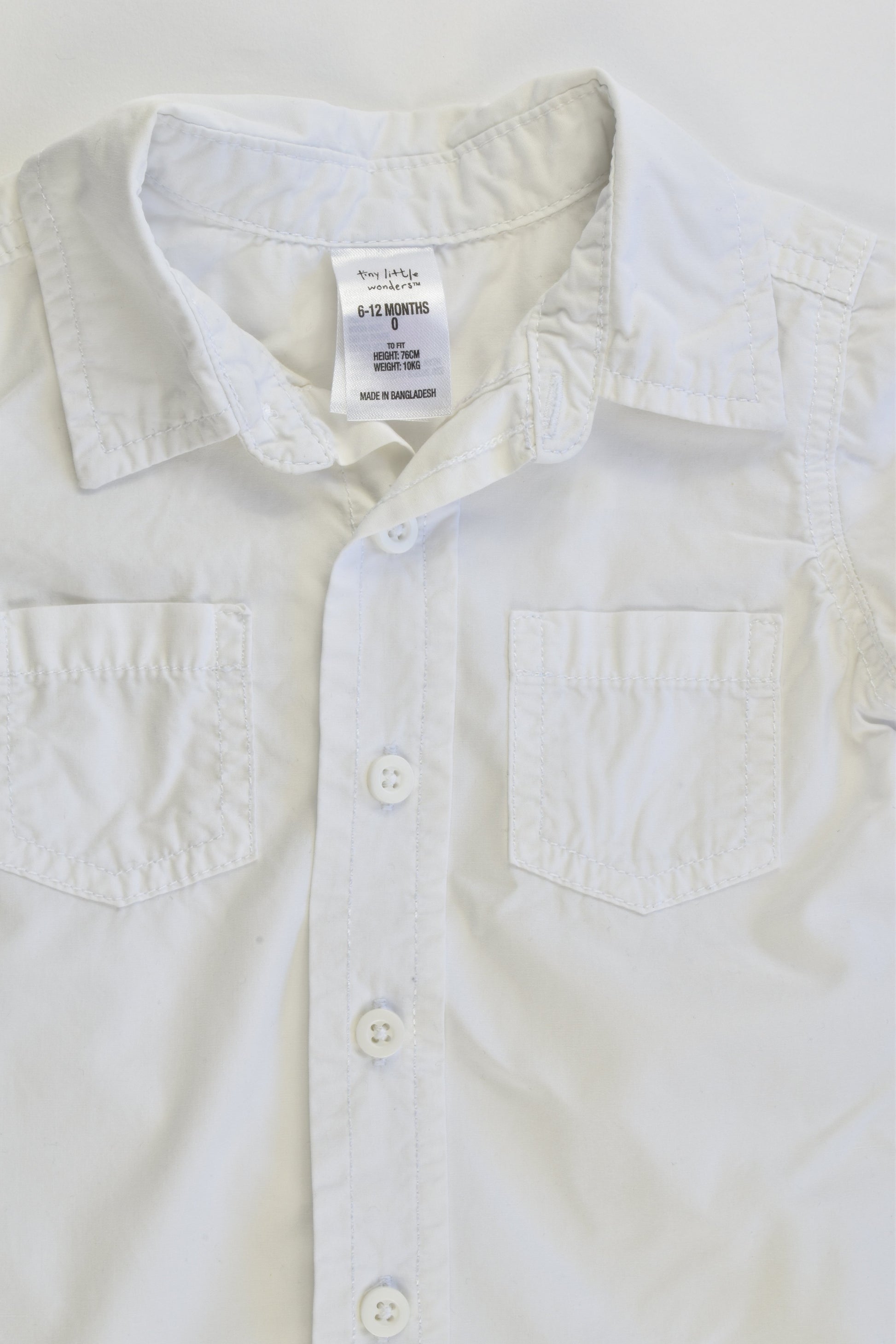 Tiny Little Wonders Size 0 (6-12 months) White Collared Shirt