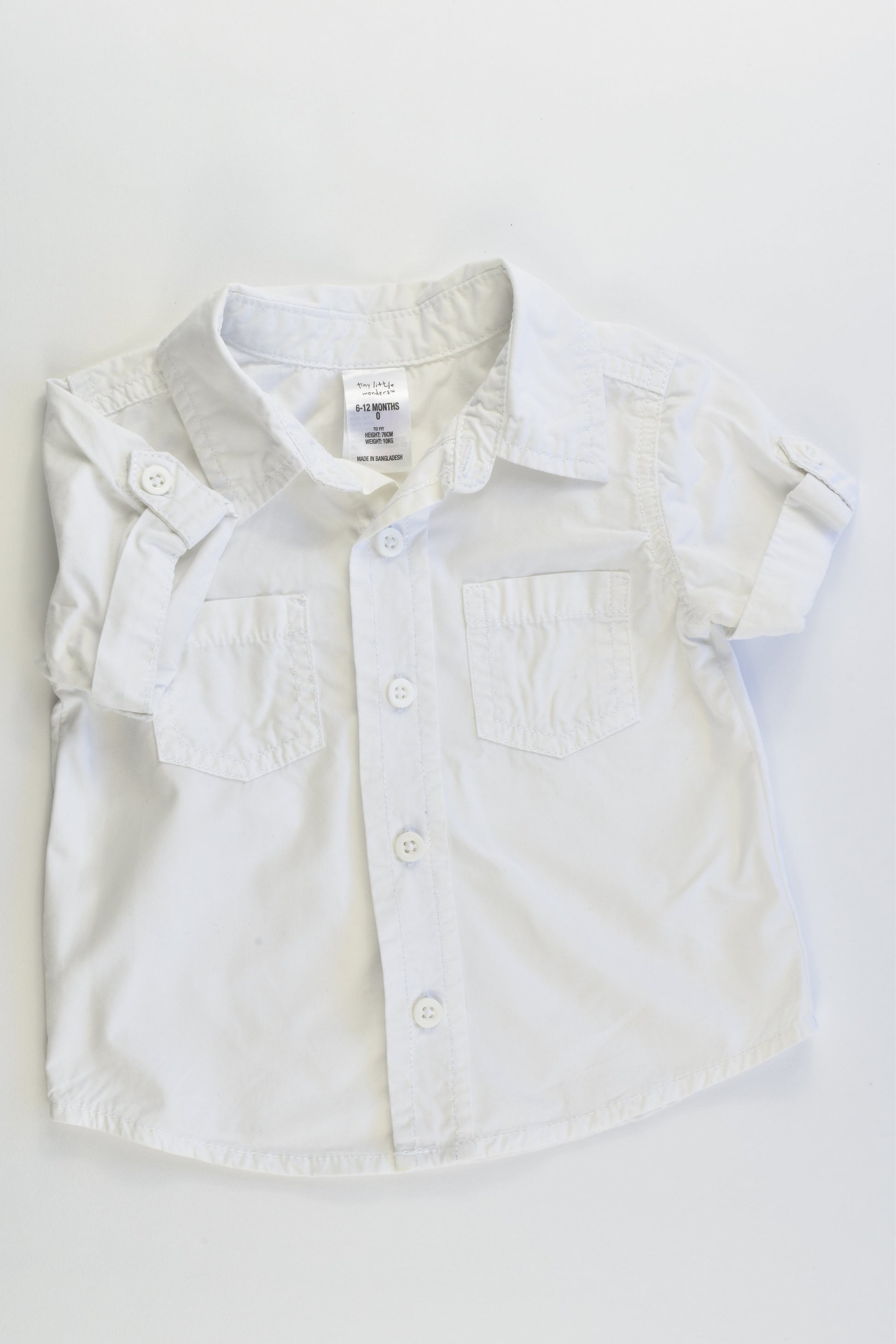 Tiny Little Wonders Size 0 (6-12 months) White Collared Shirt