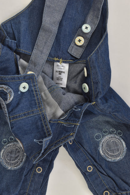 Tiny Little Wonders Size 000 Lightweight Teddy Bear Denim Overalls